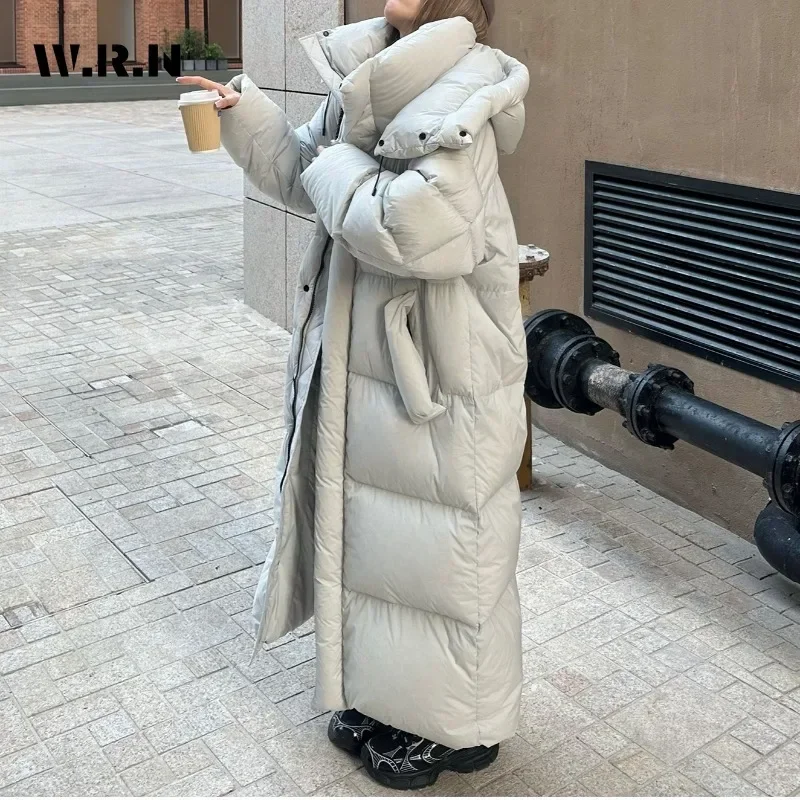 Women\'s Fashion Oversized Single Breasted Long Sleeve Outerwear Maxi X-Long Parkas Jacket 2024 Winter Casual Solid Warm Coat