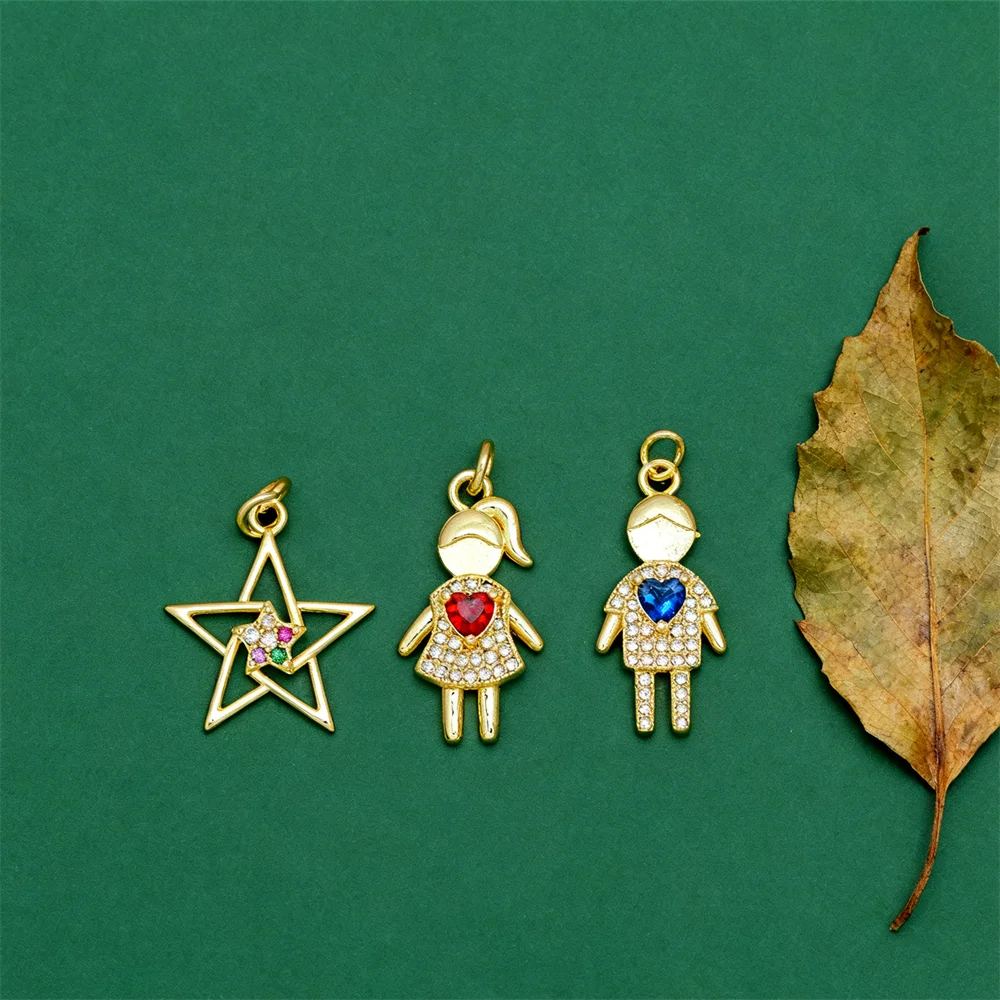 

2Pcs Pendants Sparkling Cubic Zirconia Brass Enamel Charms Elegant DIY Jewelry for Necklace Bracelet Accessories for Women Men