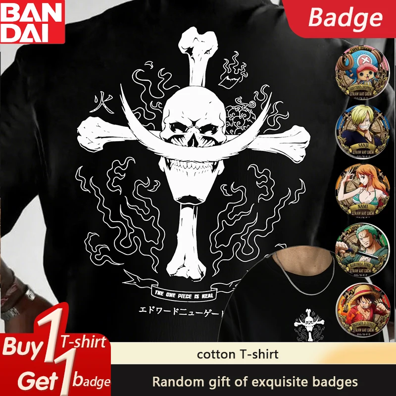 

ONE PIECE Периферийный принт Летняя футболка с короткими рукавами Классическая анимация Мужская и женская модная трендовая хлопковая футболка