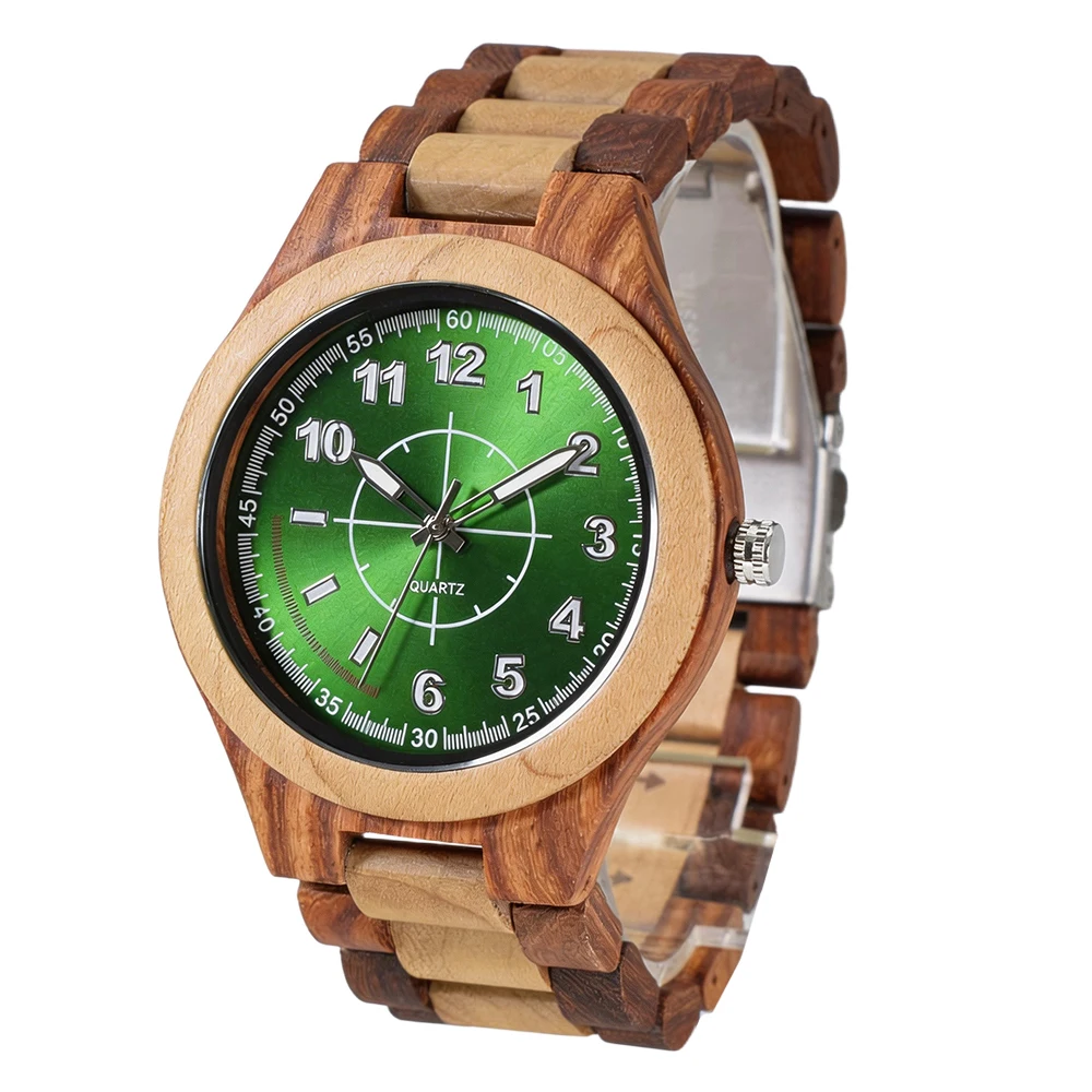 Handmade Vintage Sandalwood Quartz Watch for Men with Retro Look and Bright Luminous Pointer