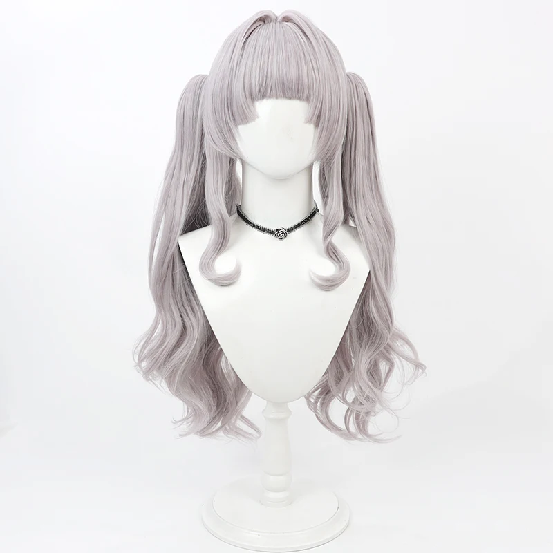 Murasaki Shion Cosplay Wig Vtuber Gray 70cm Ponytail Lolita Synthetic Hair Heat Resistant Halloween Party Role Play + Wig Cap