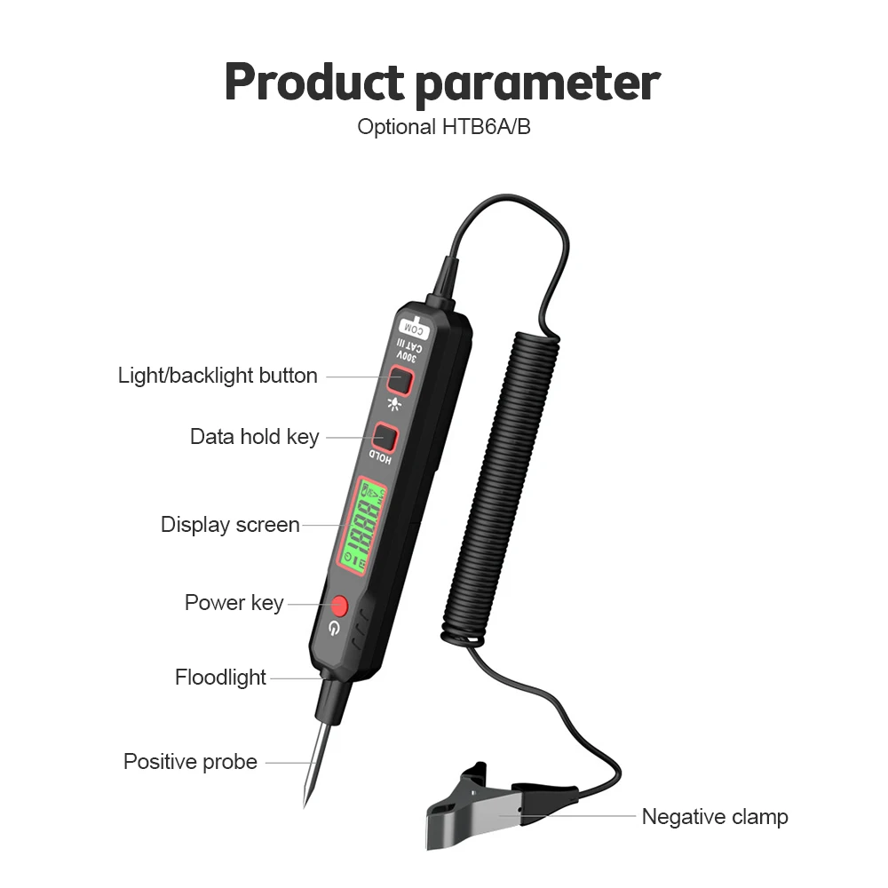 12V Car Voltage Detector Pen Electrical Circuit Test Pen Automobile Fault Maintenance Circuit Tester Digital Backlight Display