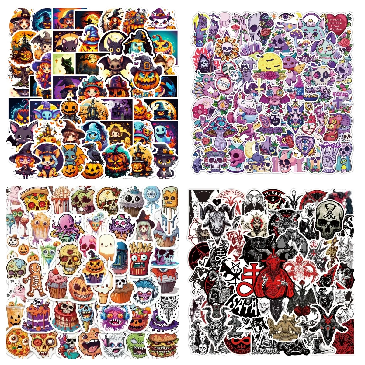 10/30/50PCS Halloween Pumpkin Skeleton Sticker Decoration Notebook Suitcase Fridge Scrapbook Waterproof Sticker Toy Wholesale