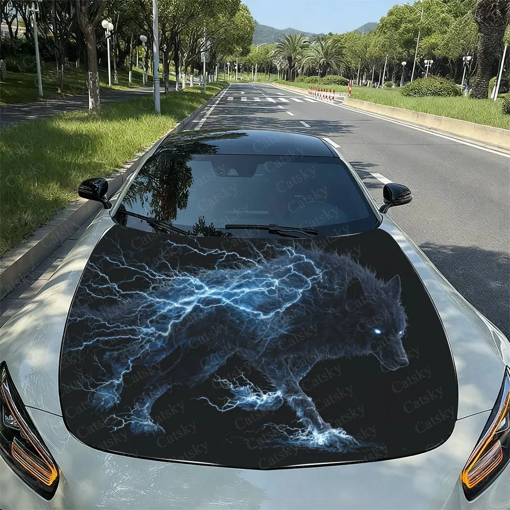 

Swift Wind, Lightning Wolf Car Hood Stickers, Suitable For SUV And Truck Covers - Waterproof And Durable Vinyl Stickers, High-qu