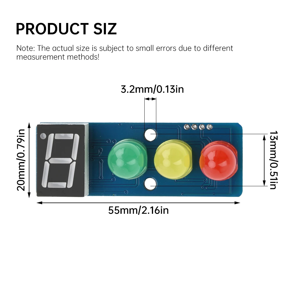 LED Traffic Light Display Module DC3.3-5V Intelligent Signal Board for Creating Traffic Light System Models