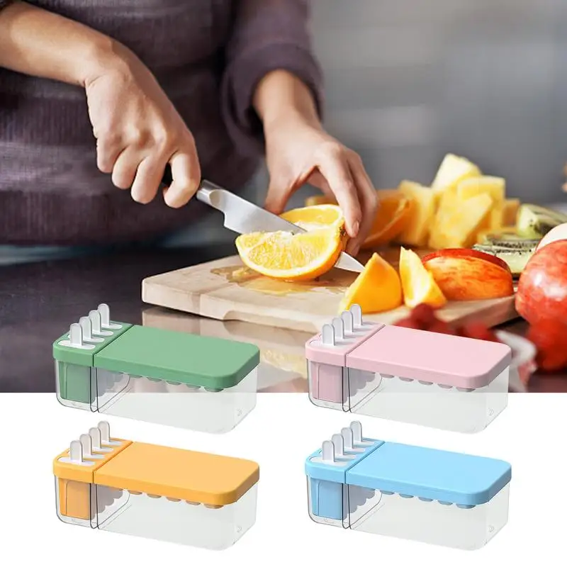 

Ice Cube Tray Ice Maker Ice Cube Mold With Lid And Bin DIY Refrigerator Freeze Ice Maker Popsicle Molds kitchen accessories