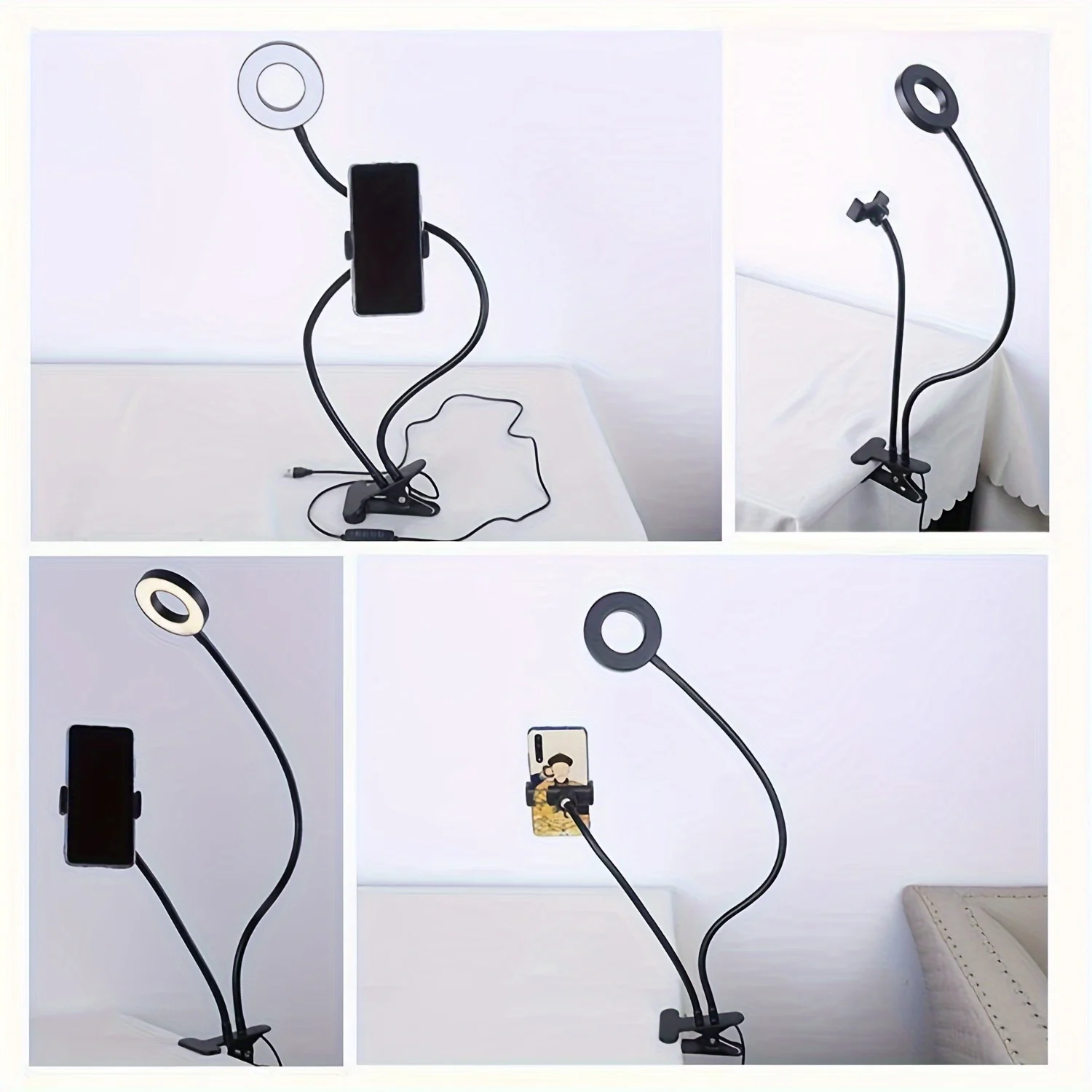 

2 in 1 mobile phone holder clip fill light,ring fill light,desktop reading fill light,mobile phone video fill light,study night