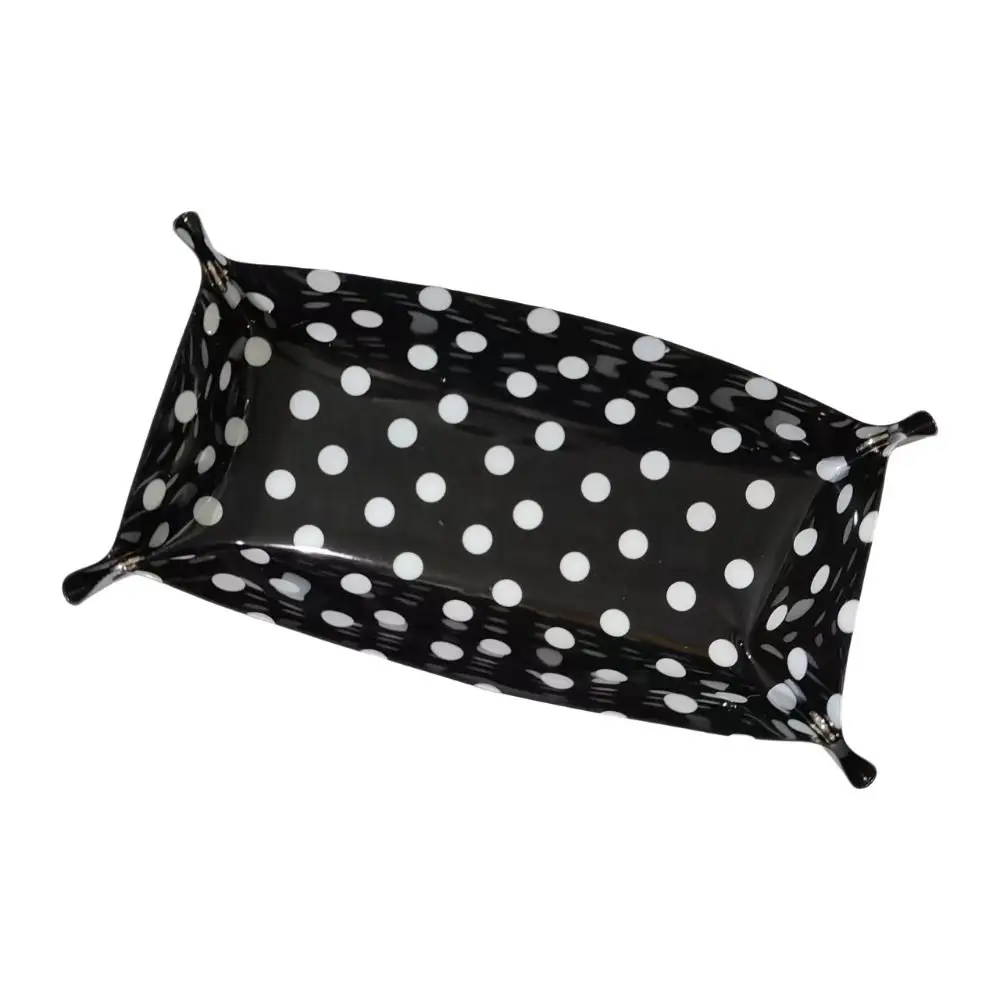 Simple Polka Dot Design Storage Tray Large Capacity Folding Stationery Holder Desk Organizer Office Study