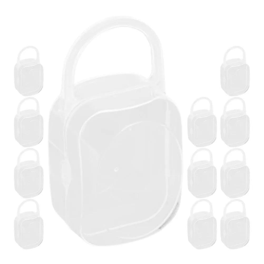 

12Pcs Infant Pacifier Storage Container Portable Openable Pacifier Carrier with Handle for Outdoor and Travel Use