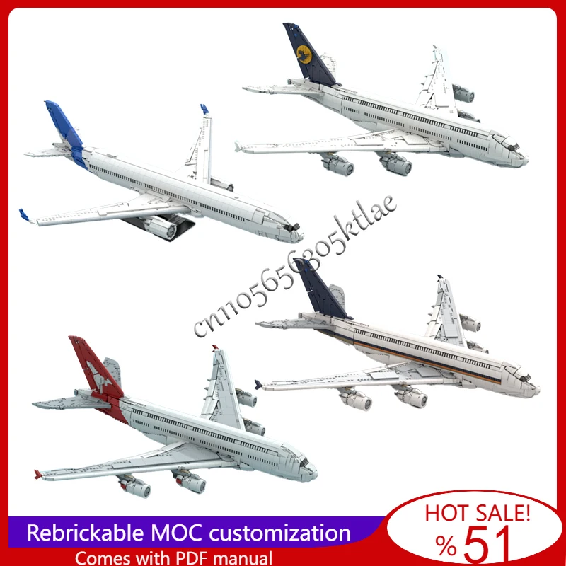MOC Airlines A380 Aircraft Modify Building Retractable Flaps Block Model Children Assembly Educational DIY Set Christmas Gifts