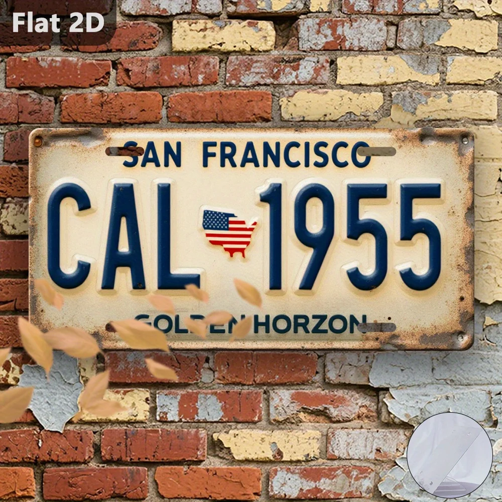 Placa de Metal Vintage 2D - 1 Unidade |   Impressão 2D, Placa de San Francisco, Decoração Retro em Metal, 30x15cm, Para Pendurar na Parede, Adequada