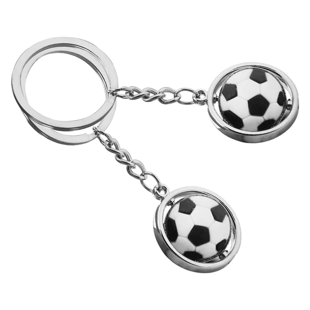 

2 Pcs Sports Ball Keychain Rotating Game Keyring Football Keychains Soccer for