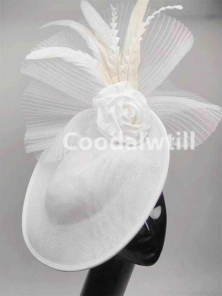 Królewski Ascot fascynator nakrycie głowy dla kobiet z okazji ślubu czapka Chapeau na przyjęcie czapka herbaciana fascynata opaska z piórami Derby Millinery