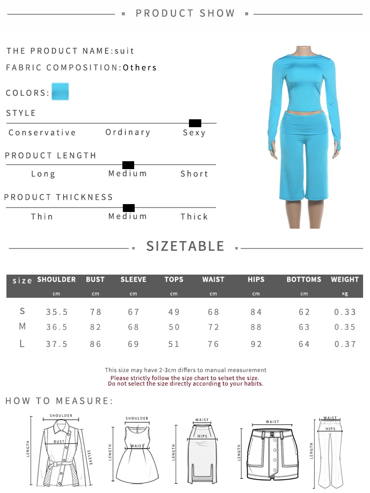 Weird Puss Freizeit- und Komfort-2-Teiler-Set für Damen, Herbst-Trend, O-Ausschnitt, langärmeliges Crop-Top + Shorts mit elastischem Bund, schlichter Alltagsanzug – Detail 1