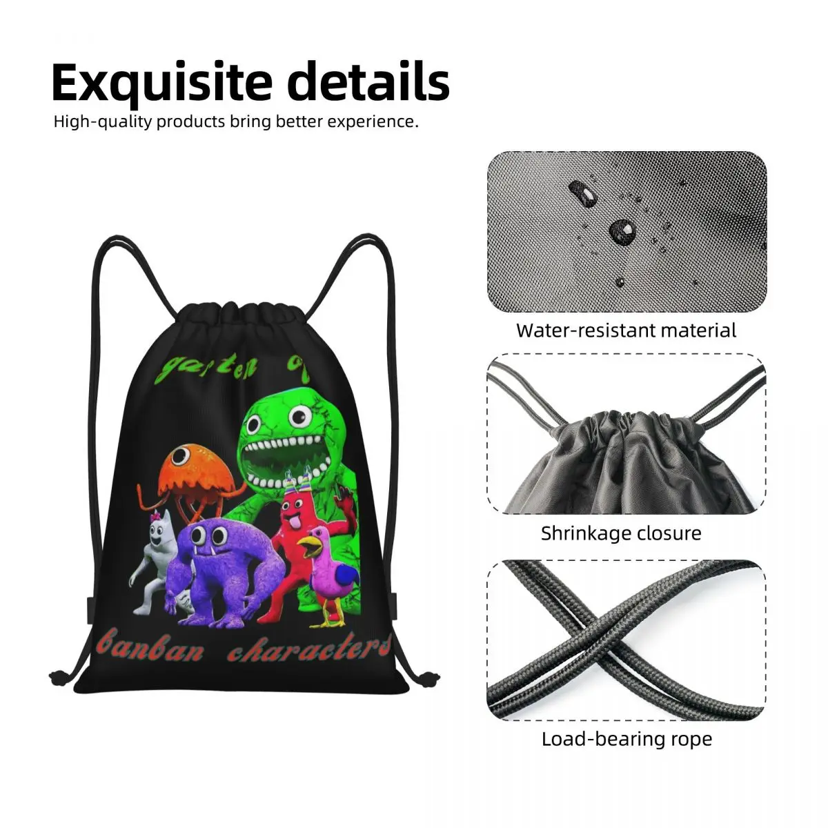 Rainbows Friend Proximity Wstring Bag pour hommes et femmes, sac à dos de sport portable, sac de sport, sac de rangement pour la salle de sport, sac à dos de jeu vidéo, sacs à dos d'entraînement