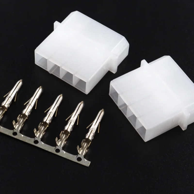 Conector grande de tomada de alimentação 4p, plugue de par fêmea macho grande 4p, terminal prensado a frio de revestimento de borracha, conector de mola 5.08mm