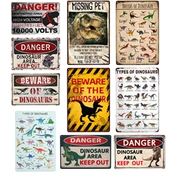 1pc, Dinosaur Sign Danger Dinosaur Area Keep Out Vintage Metal Sign Bedroom Decor for Boys Kids Room Decoration 8x12 Inch