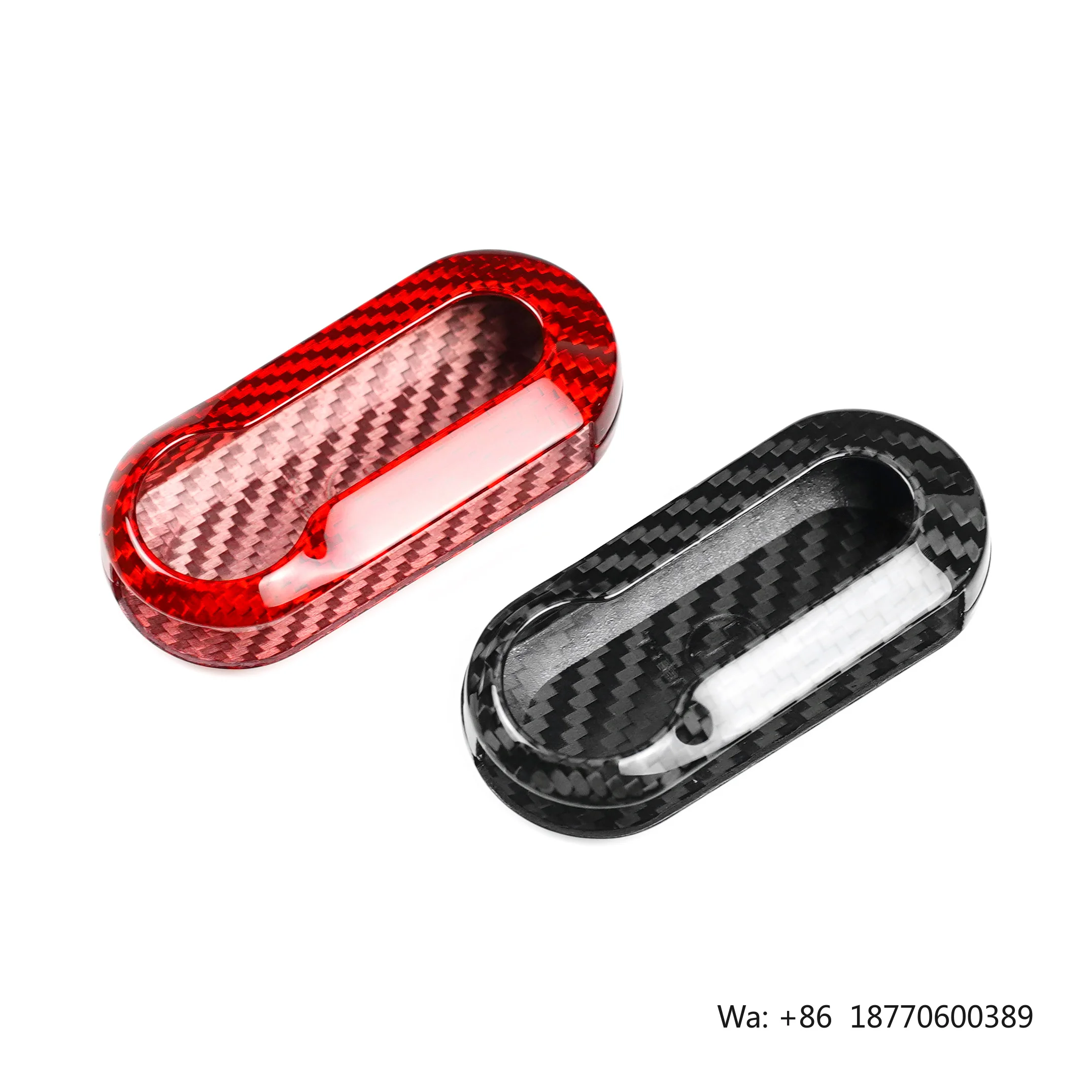 Shasha Carbon Fiber Real Fob Cover Key Case Cover Interior Accessories Decoration Protection for Fiat Abarth 500