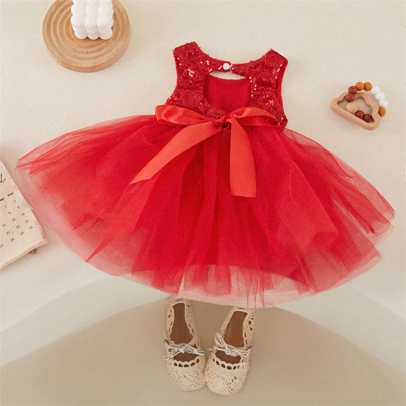 Tregren 1-5Y Toddler Girls Princess Dress Back Heart Hollow Out Birthday Party Dress Ball Gown Tutu Tulle Formal Pageant Dresses