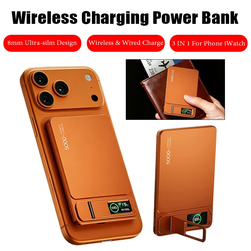 3 In 1 Magnetic Powerbank 15W Wireless Power bank PD 20W Fast Charing External Battery Compatible with iPhone 12-17 Pro Watch