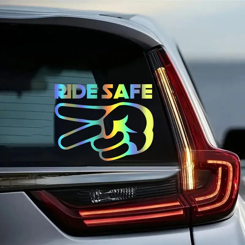 1Pc Ride Safe 2 Fingers Down Vinyl Decal -14x11cm- for Motorcycles Cars Windows Biker Respect