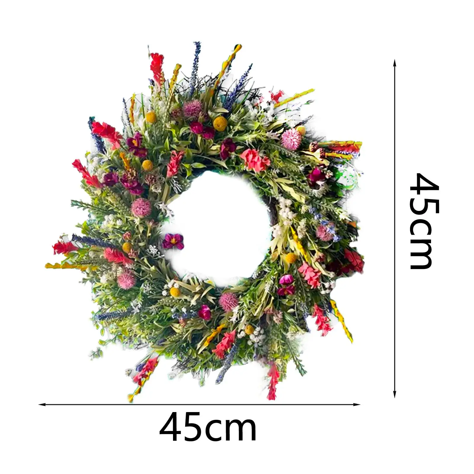 Round Floral Wreath Garland Window Decoration Artificial Flower Wreath for Window Wedding Garden Decoration