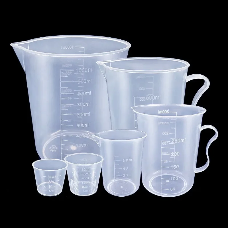 6Pcs Plastic Measuring Cups Set - Clear Graduated Beaker with Spout for Baking, Cooking & Liquid Measuring Kitchen Tool, Kitchen