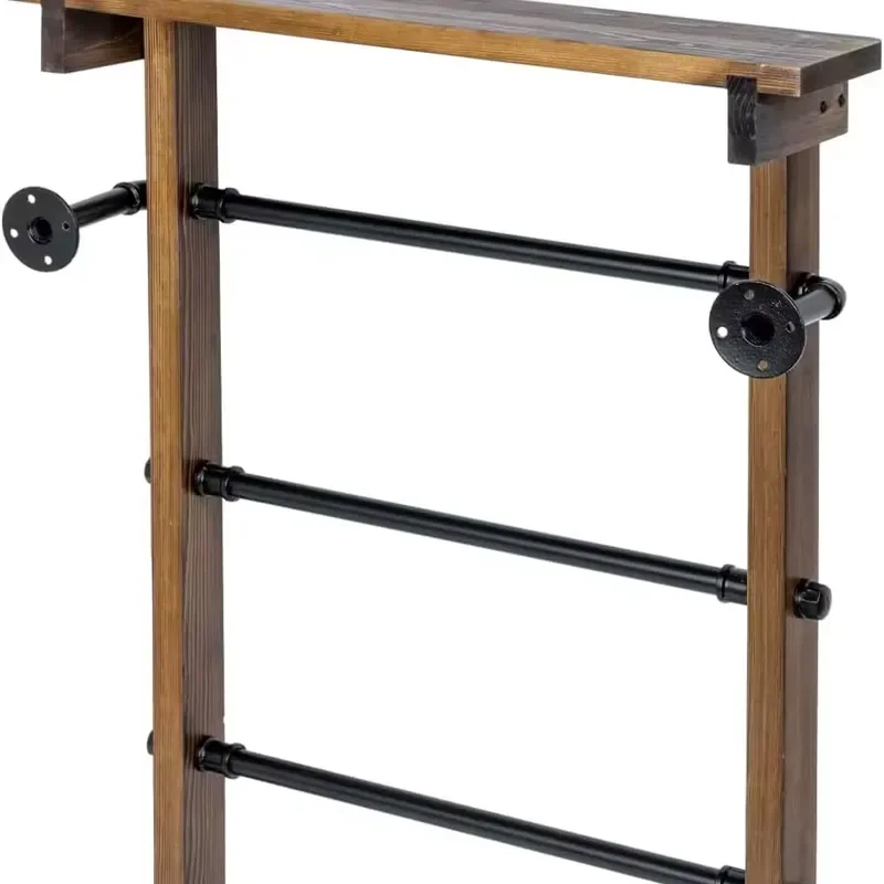 Modern Wall Mounted Towel Rack Ladder with Top Shelf Storage Organizer for Bathroom Kitchen Space Saving Metal Hanging Bar