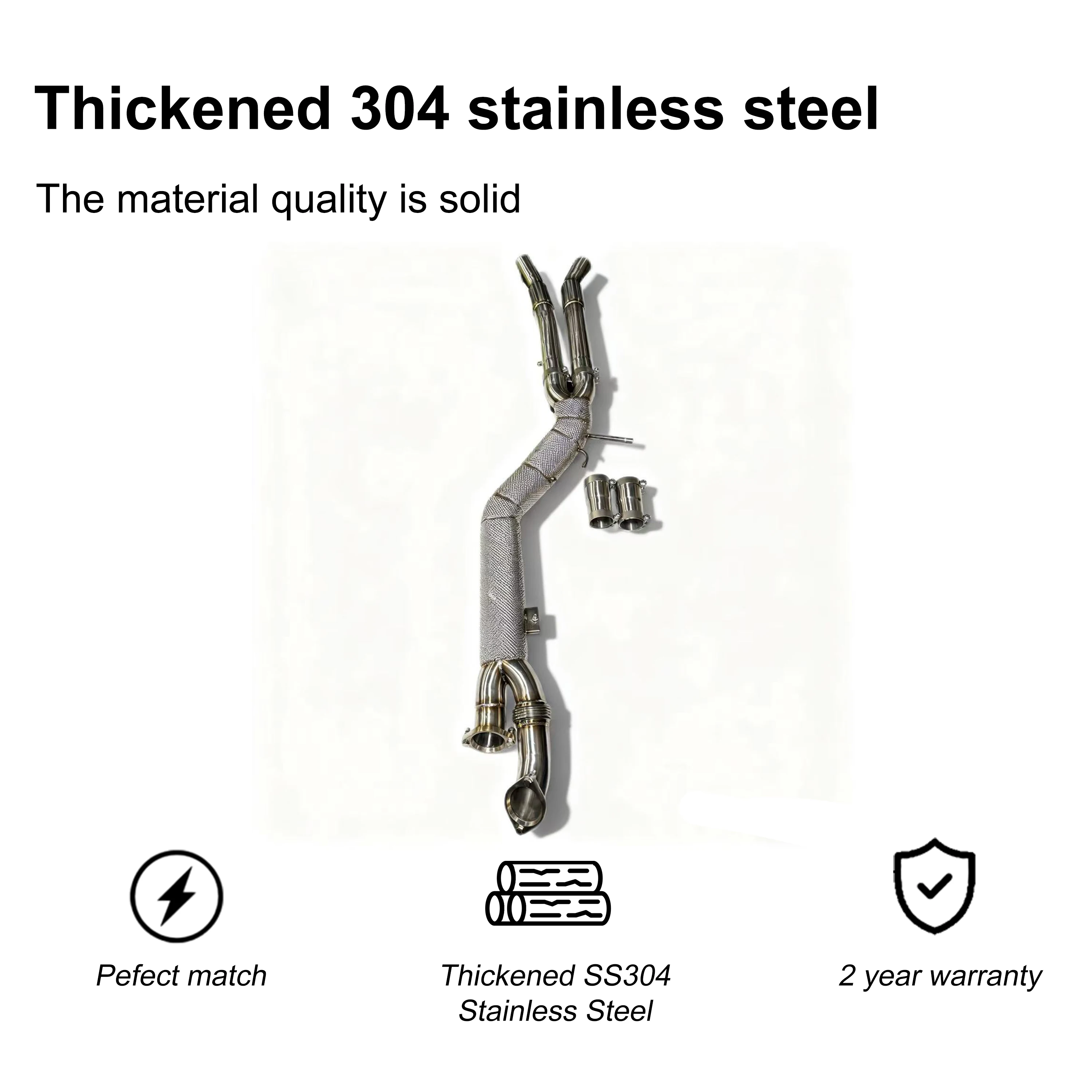 ACE Design mit vergrößertem Rohrdurchmesser 101mm/4 Zoll Einzel-Mittelrohr für BMW M3 G80 M4 G82 M2 G87 Auspuffrohr mit Hitzeschutz. – Detail 5