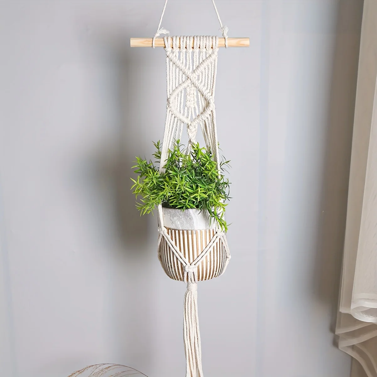 Bohemian Style Plant Hanger, Plant Hanging Basket,Handwoven Hanging Basket, Home Wall Hanging Succulent Plant Storage Decoration
