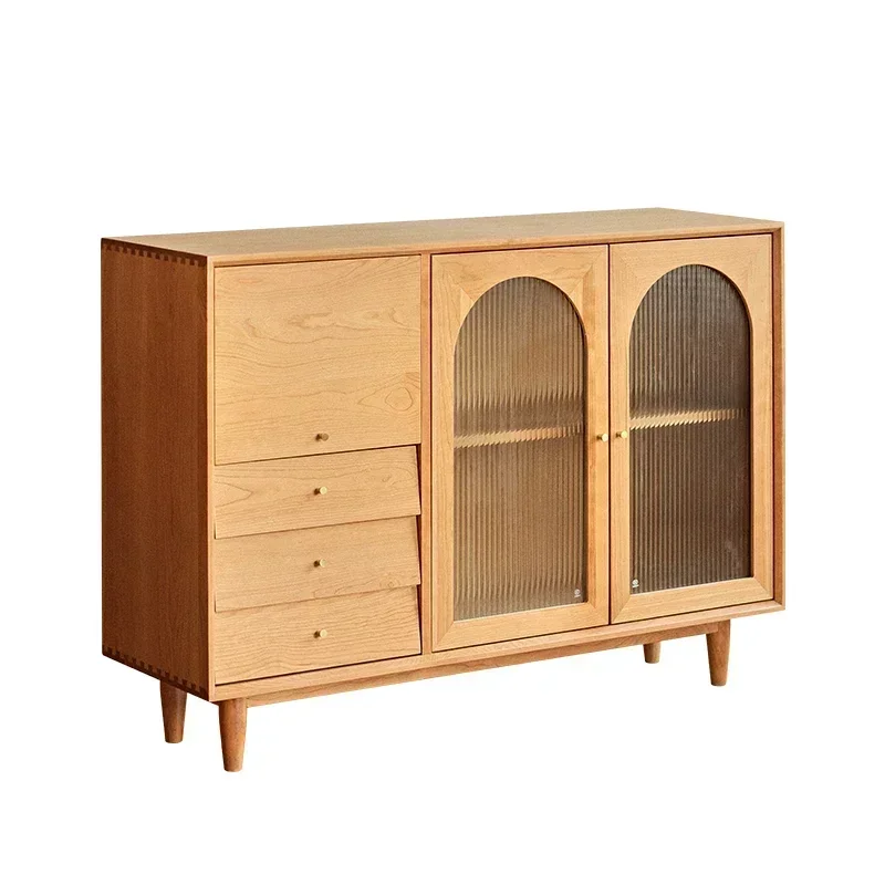 Solid wood dining side cabinet, cherry wood cabinet, Japanese simple locker, storage cabinet, restaurant log side