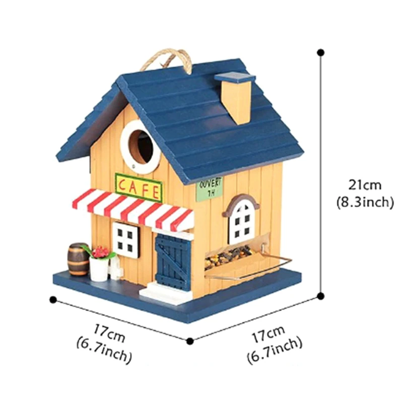 Blue House et mangeoire à oiseaux, 2 en 1, taille d'entrée pour les oiseaux bleus, rangées et pinsons de Rotterdam, 2 options, 73