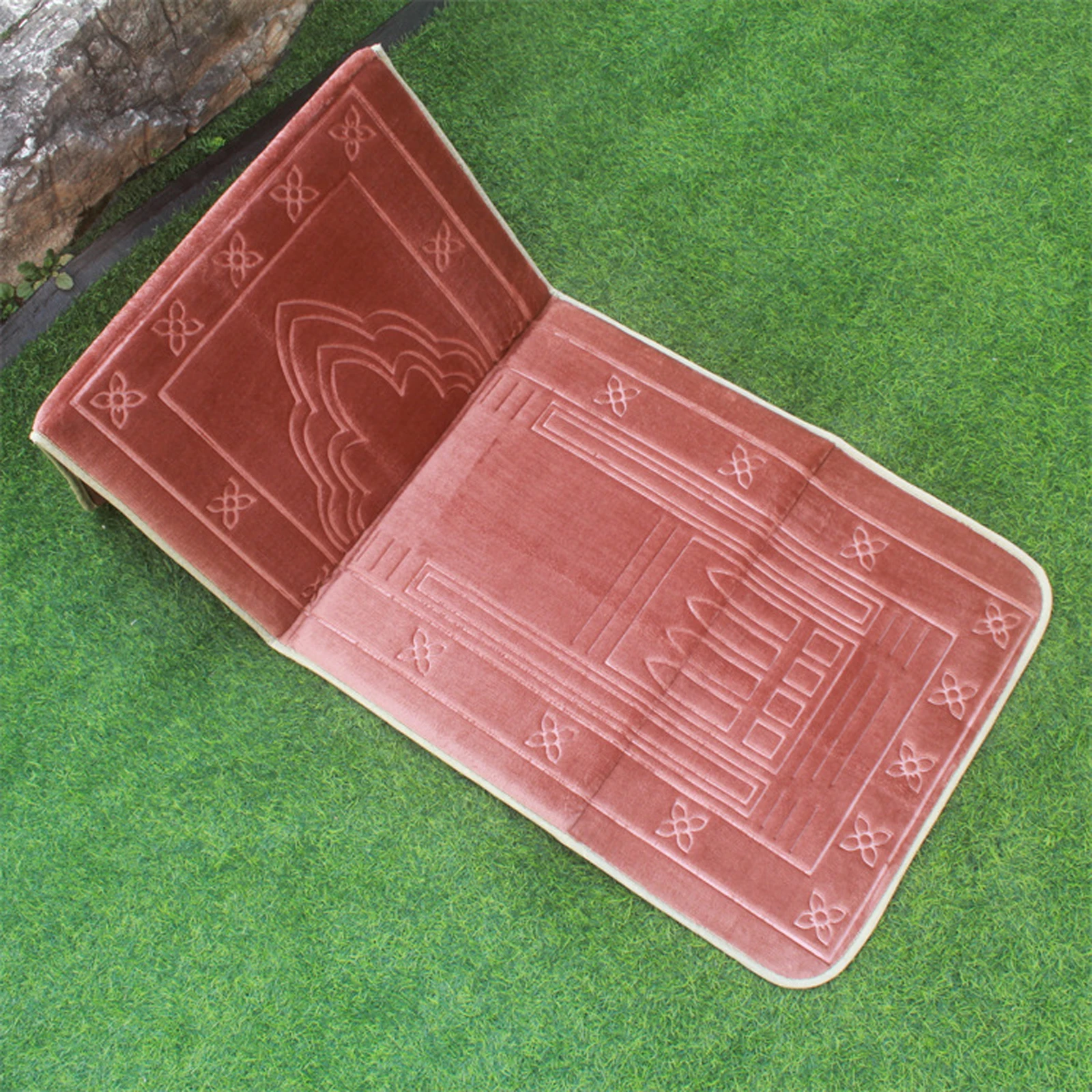 Folding Prayer Mat Carpet with Back Rest Praying Mat Portable Mat Non Slip for Bedroom Home Decoration Ramadan Present