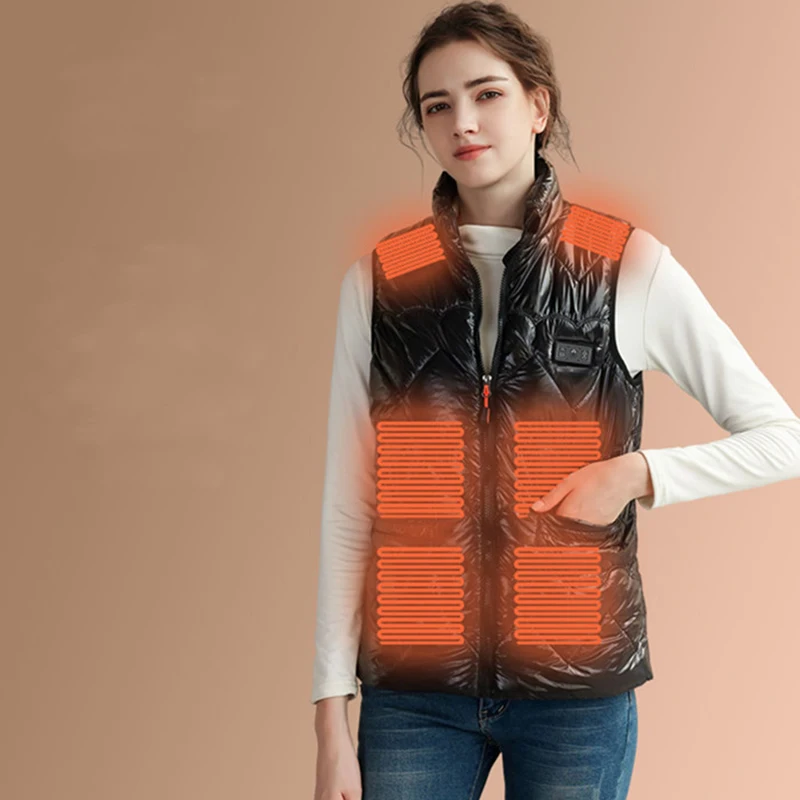 HW-13 13 Area Heating Vest 3-Gear Heated Fashion Cotton Clothes USB Electric Thermal Clothing Winter Warm Vest Outdoor Heat Coat