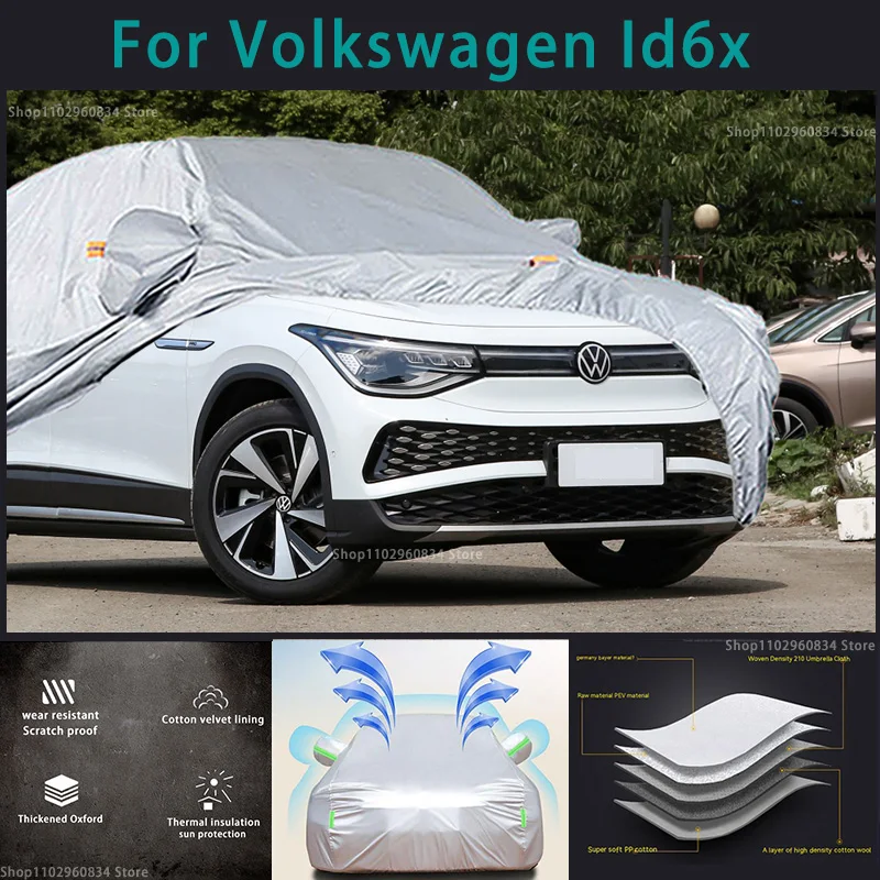 

For Volkswagen ID.6X 210T Full Car Covers Outdoor Sun uv protection Dust Rain Snow Protective Anti-hail car cover Auto cover