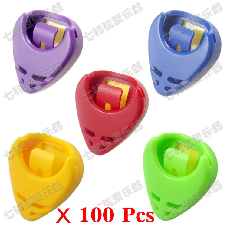 

100 Colorful Plastic Heart Shape Guitar Pick holder,Guitar Pick Plectrum Holder Case Box/Pick clip,Self Adhesive