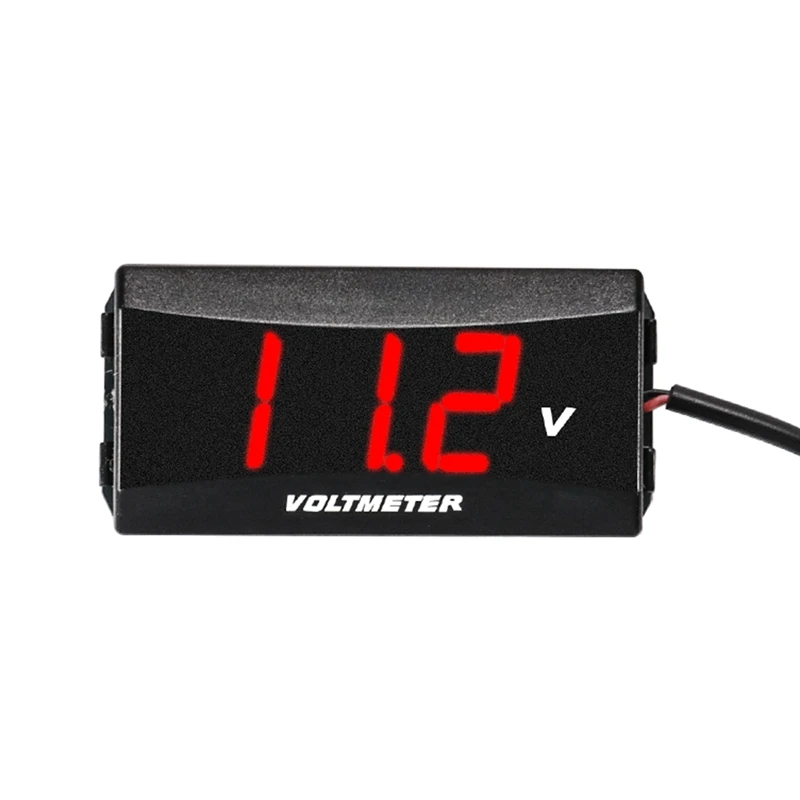 Motorcycle Mini LED Digital Voltmeter Monitor Panel Meter Volt Voltage Tester Reverse Connection Protection 12V-80V