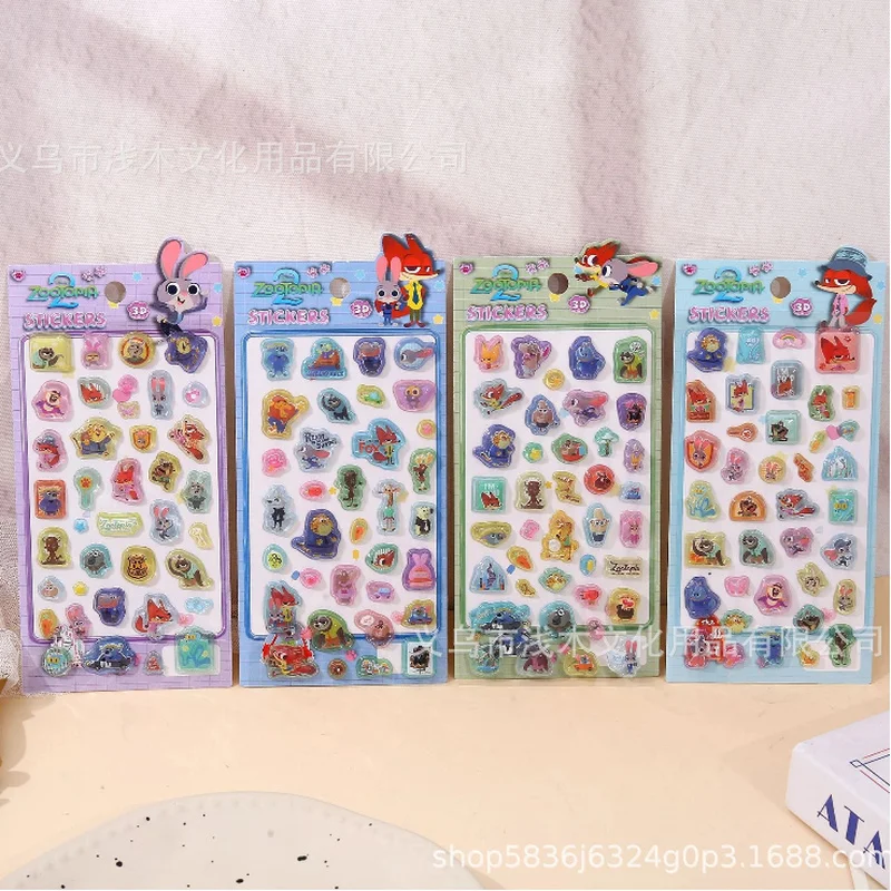 40 pegatinas 3D en relieve de Zootopia Kawaii, bonitas pegatinas decorativas DIY para teléfonos móviles, material de papelería para estudiantes