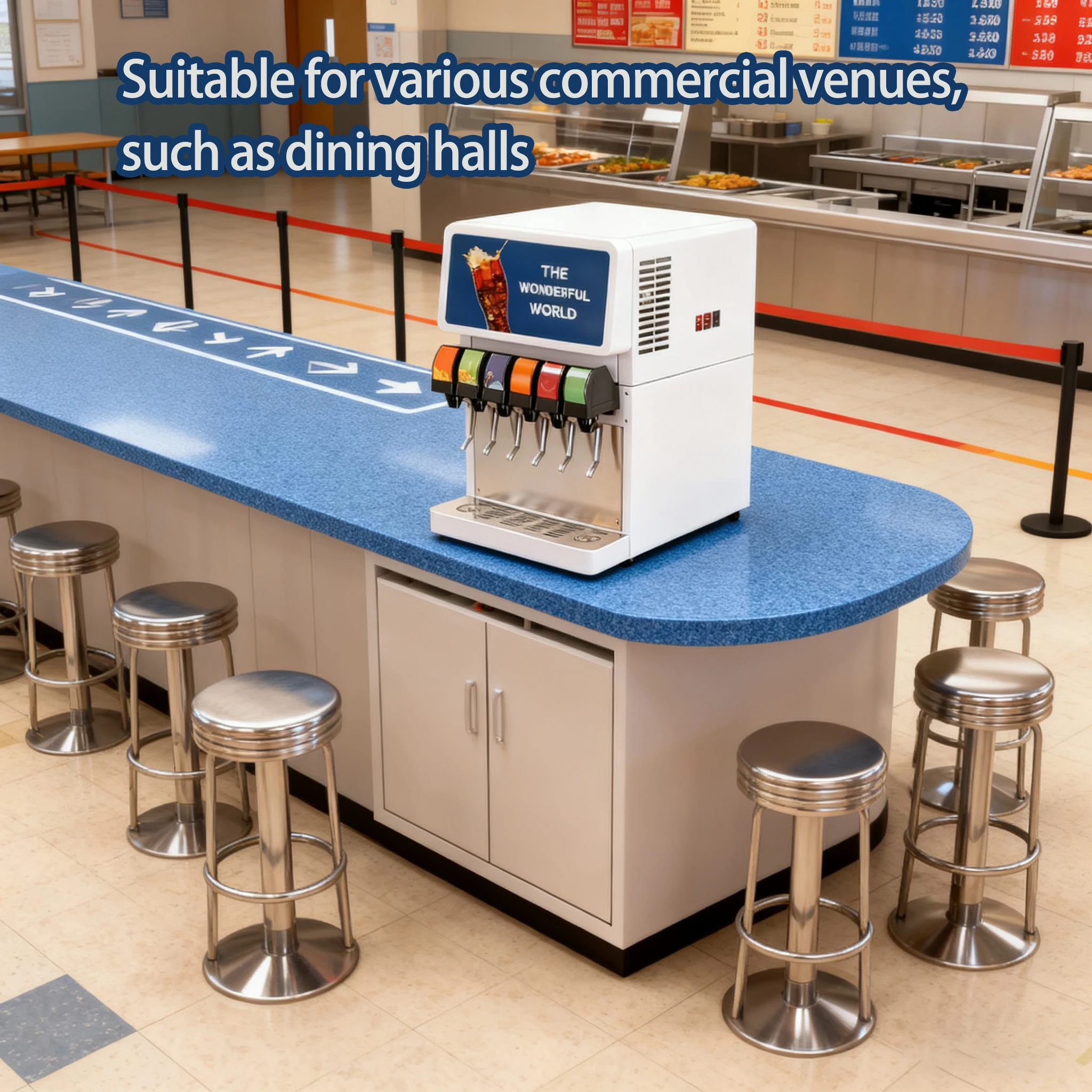Cola Drink Machinery Commercial Fully Automatic Cola Machine 6 Valve For Fast Food Chain Cola Soft Drinks Sparkling Water Mixed