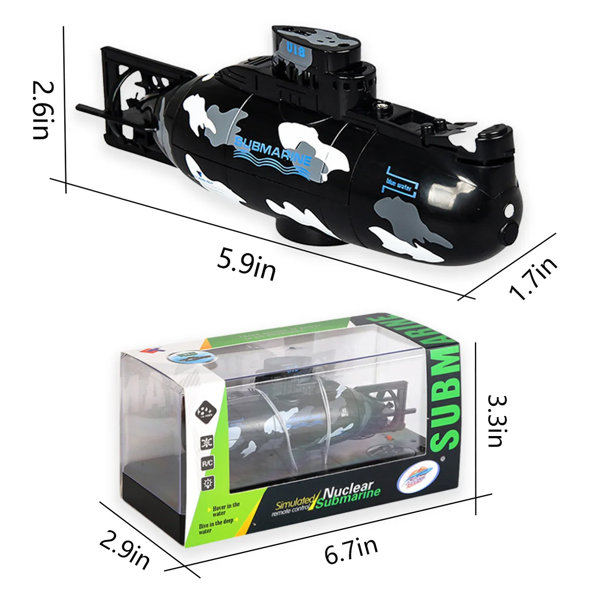 ミニリモコン潜水艦おもちゃ,ミリタリーカモフラージュおもちゃモデル,リモコン,6チャンネル