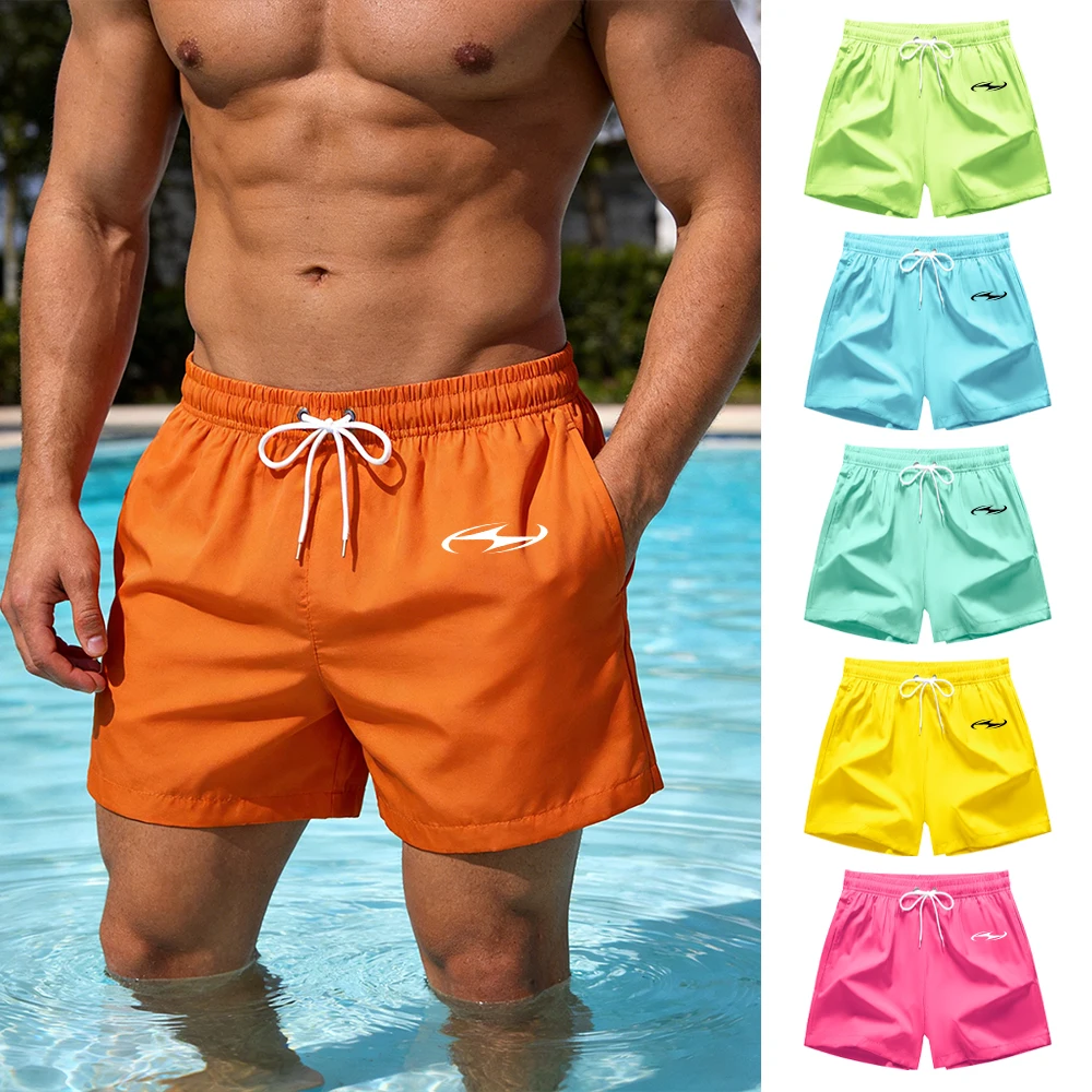 Men's Creative Print Beach Shorts Summer Casual Breathable Swim Trunks Swimwear With Mesh Lining And Drawstring Pockets