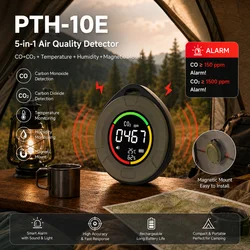 FABISENSE 10E 5 in 1 Portable Carbon Monoxide CO Detector, CO2 RV Carbon Dioxide Detector Alarm Temp/Humidity