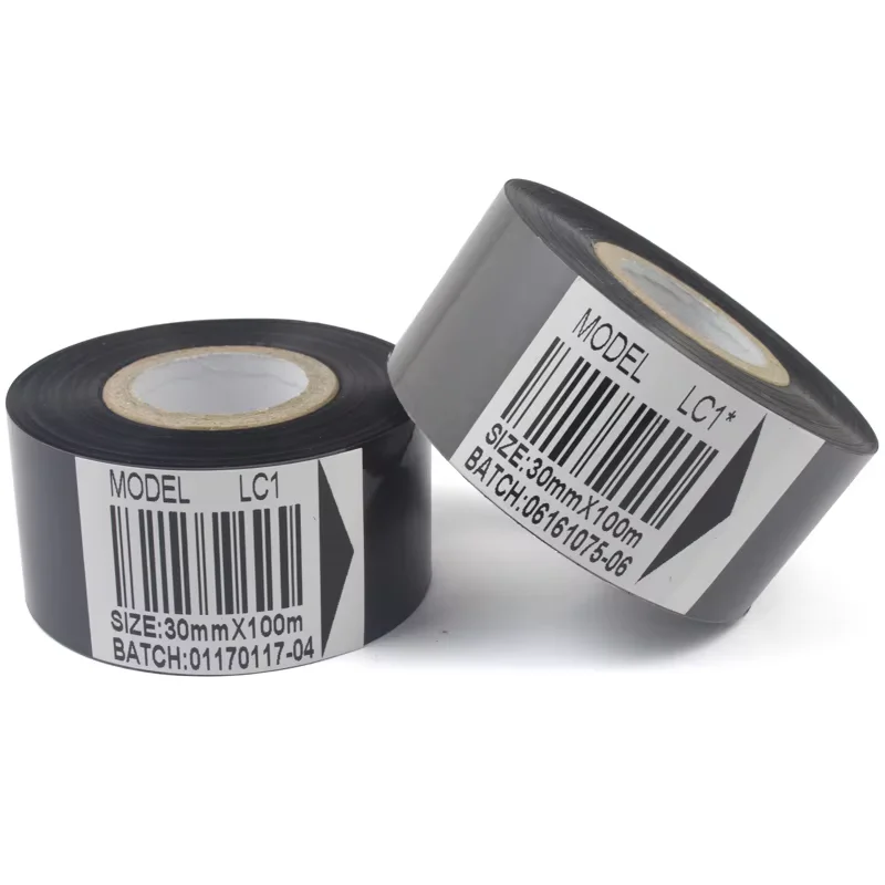 30mm*100m LC1 Black Hot Coding Foil Ribbon Date Coder Printing Hot Foil Stamping Ribbons