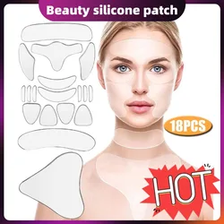 Reusable Silicone Wrinkle Removal Sticker Facial Lifting Strips Set Forehead Neck Line Remover Eye Patches Anti Aging Skin Pads