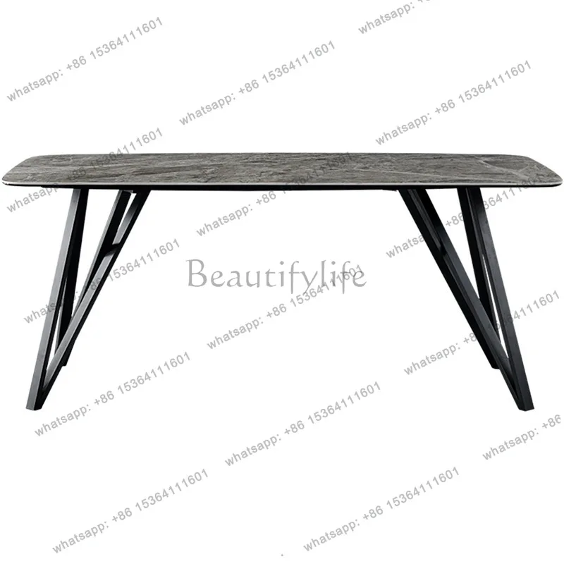 

Italian rock slab dining table modern simple bright rectangle