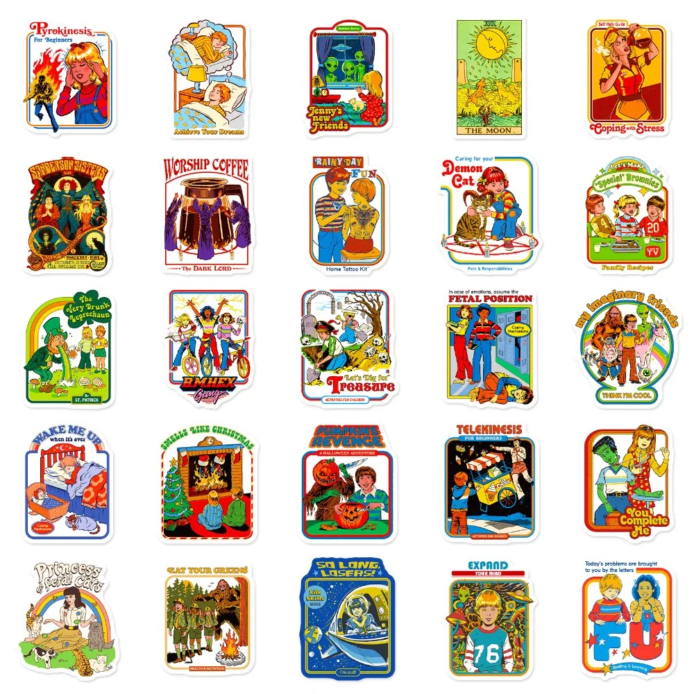 80's الرعب فيبي Paster50pcs مختلط الكرتون الفكاهة الرجعية شبح الكتابة على الجدران أنيمي الوقت القديم ملصقات الأمتعة Diy بها بنفسك لوح التزلج المحمول