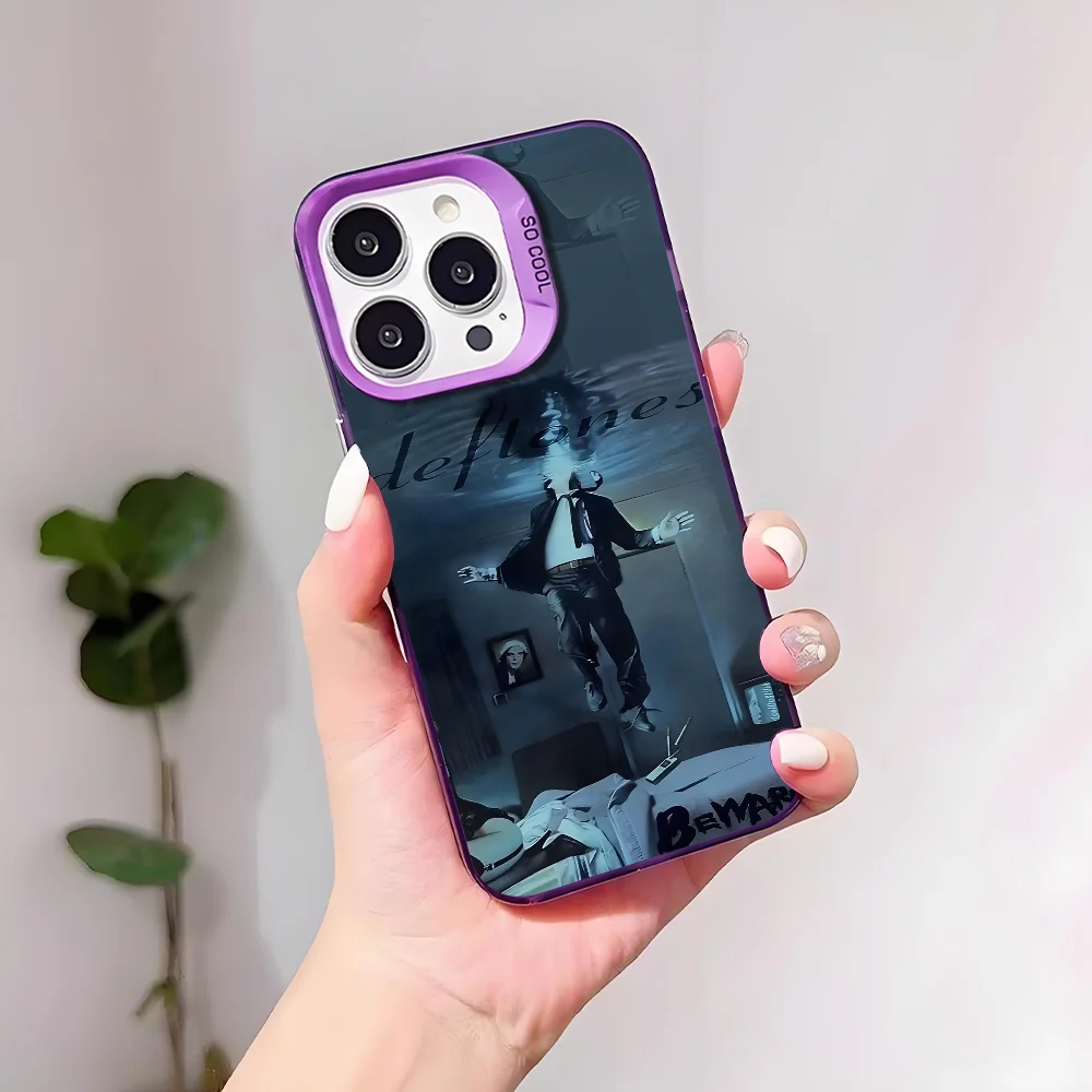 D-Deftones Band Phone Case For IPhone 17 16 15 14 13 12 11 Pro Max Plus Mini IMD Color Silver Shell
