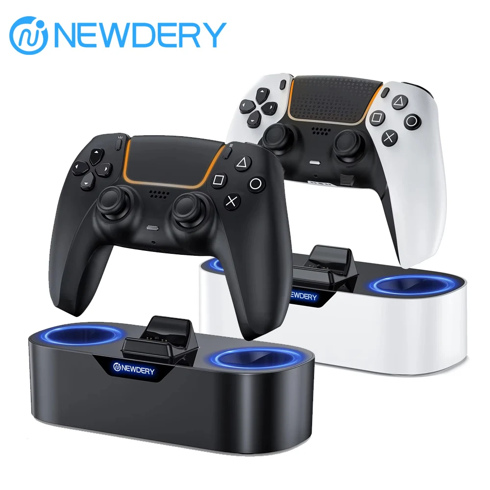 Estación de carga de controlador NEWDERY PS5 para controlador PlayStation 5 y controlador DualSense Edge, base de carga rápida única