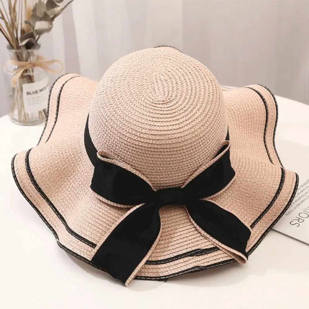 2024 Summer Women Sun Hat Casual Foldable Bowtie Fisherman Hat Fashion UV Protect Travel Beach Hat