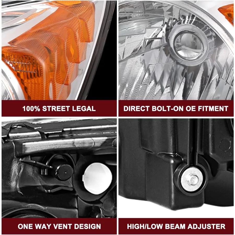 مجموعة مصابيح أمامية زوج بديل لـ 20072011 Honda CRV كشافات أمامية من الكروم مع عاكس كهرماني لـ Visi المحسن